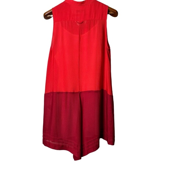 Rag & Bone Size 6 Color Block High Low Sleeveless Top Collared 100% Silk Red - Picture 6 of 13